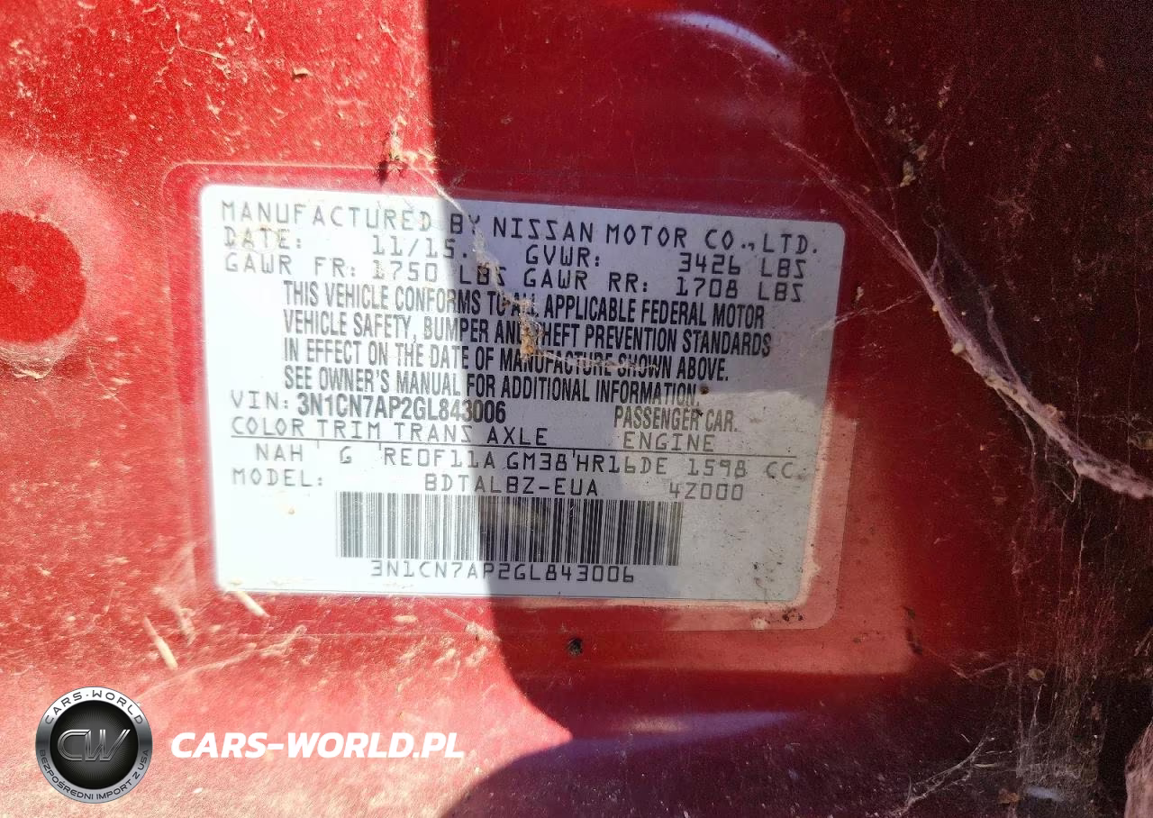 2016 Nissan Versa 1.6 Sv VIN:3N1CN7AP2GL843006 - 12