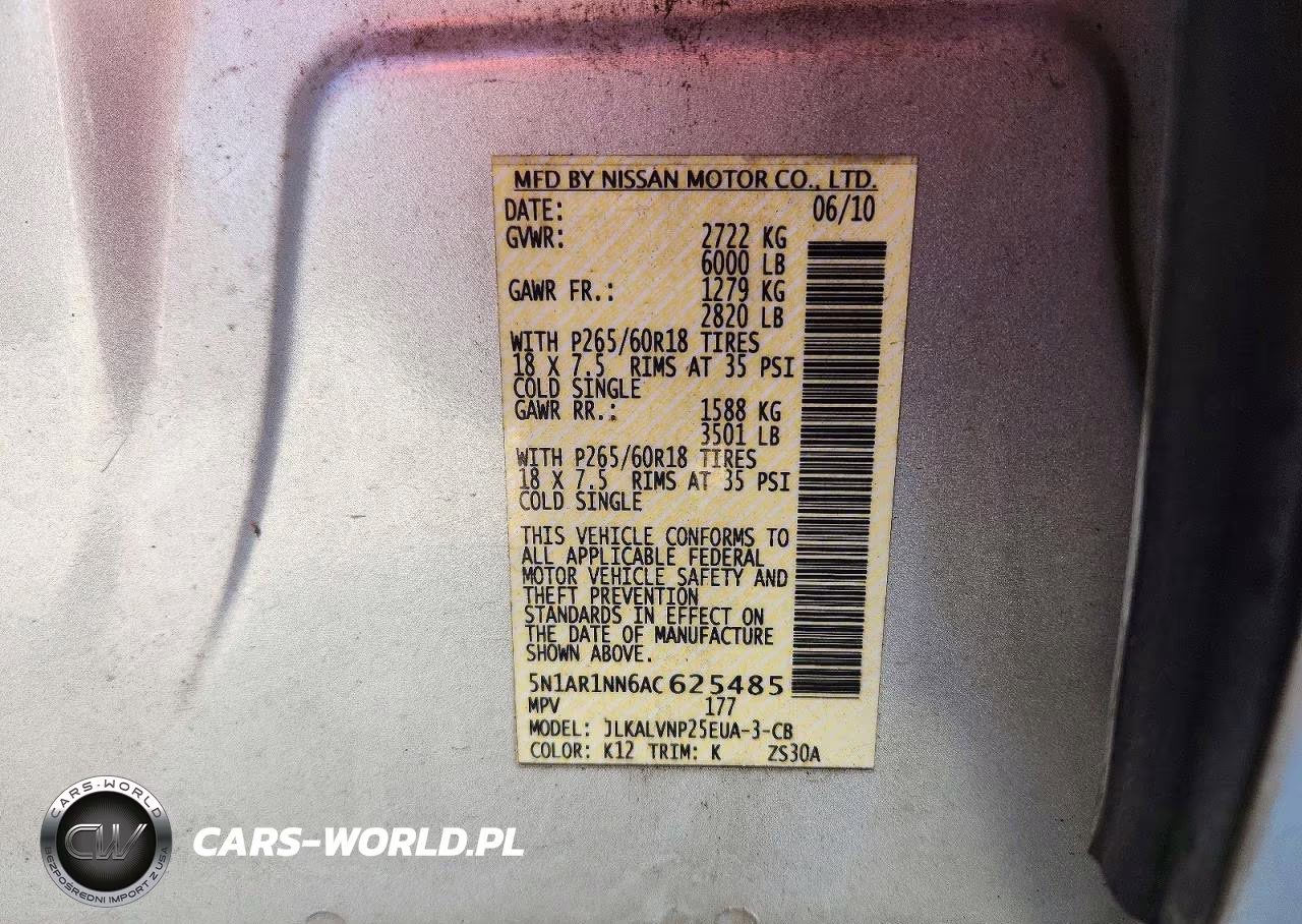 2010 Nissan Pathfinder S Fe+ VIN:5N1AR1NN6AC625485 - 13