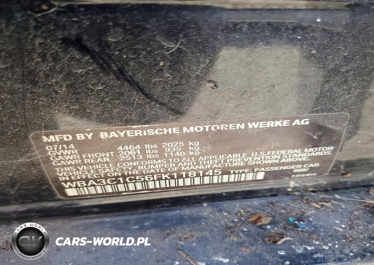2015 BMW 328 I Sulev VIN:WBA3C1C56FK118145 - 12