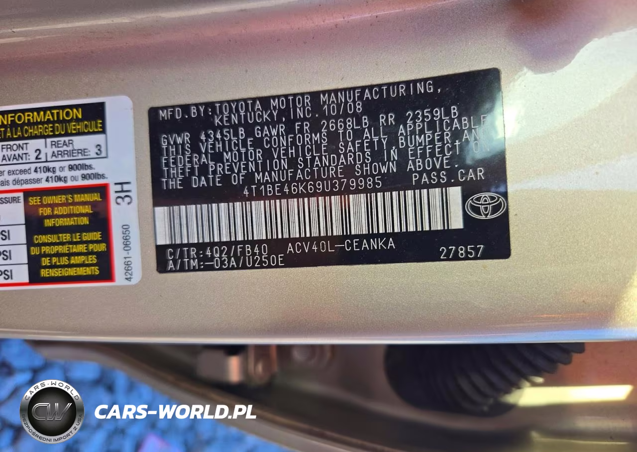 2009 Toyota Camry Le VIN:4T1BE46K69U379985 - 12