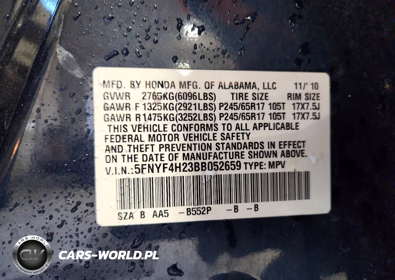 2011 Honda Pilot Lx VIN:5FNYF4H23BB052659 - 13