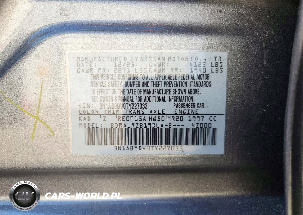 2026 Nissan Sentra Sr VIN:3N1AB9DV0TY227033 - 12