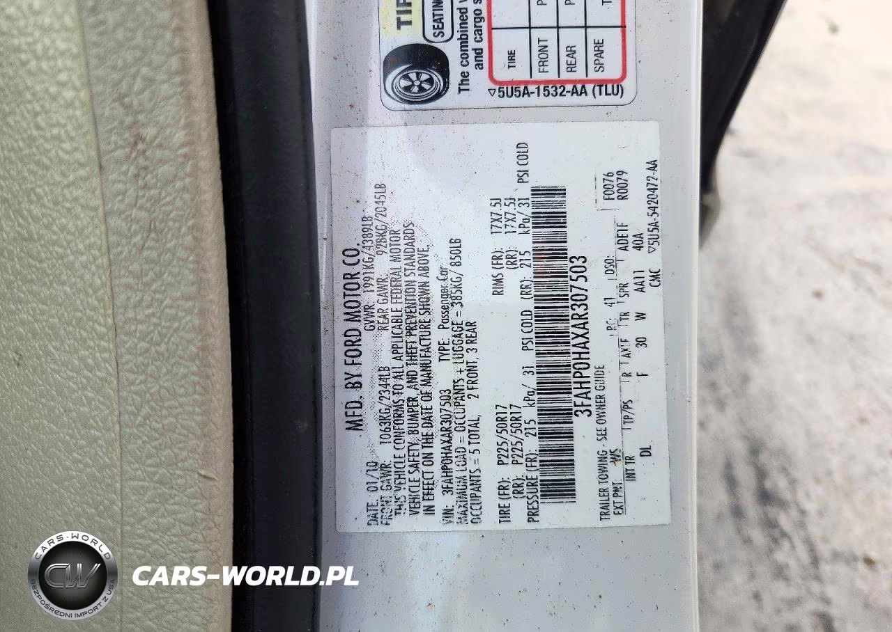 2010 Ford Fusion Se VIN:3FAHP0HAXAR307503 - 12