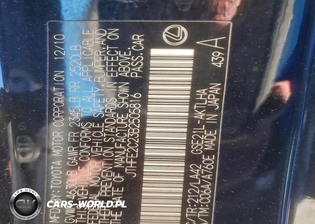2011 Lexus Is 350 VIN:JTHFE2C23B2505816 - 13