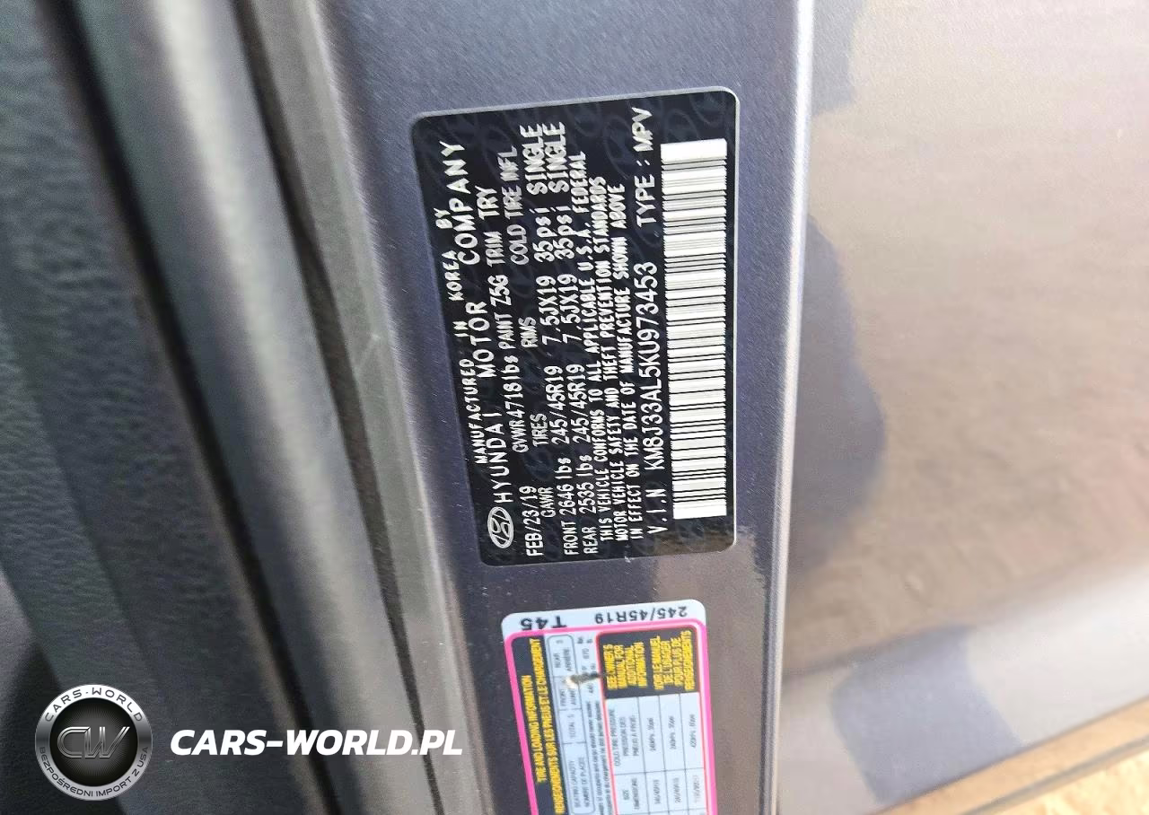 2019 Hyundai Tucson Night VIN:KM8J33AL5KU973453 - 12