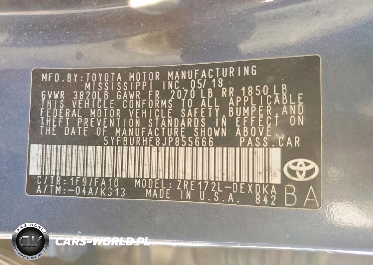 2018 Toyota Corolla L VIN:5YFBURHE8JP855666 - 13