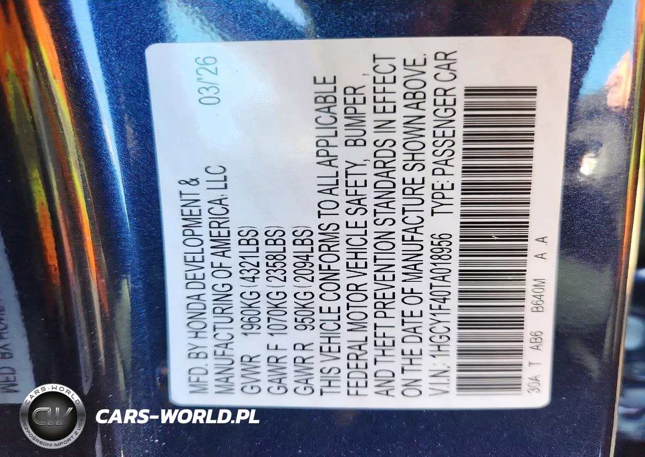 2026 Honda Accord Se VIN:1HGCY1F40TA018956 - 12