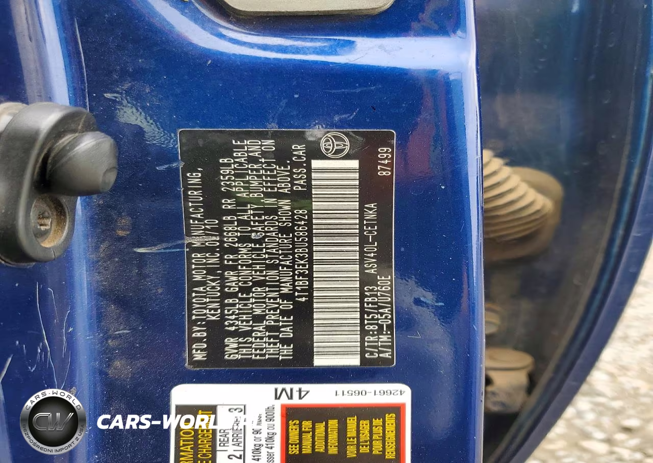 2011 Toyota Camry Le VIN:4T1BF3EK3BU586428 - 12