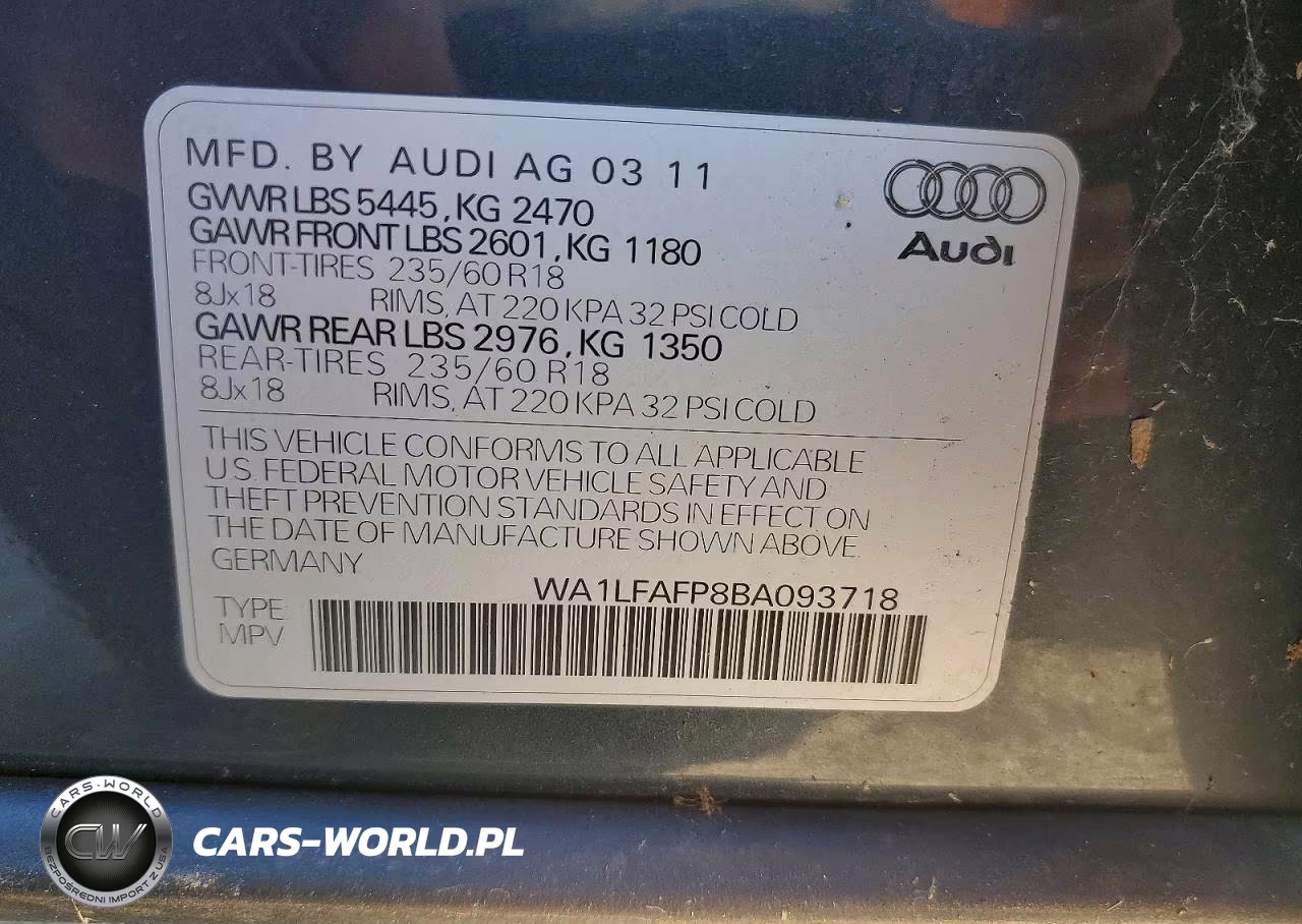 2011 Audi Q5 Premium Plus VIN:WA1LFAFP8BA093718 - 13