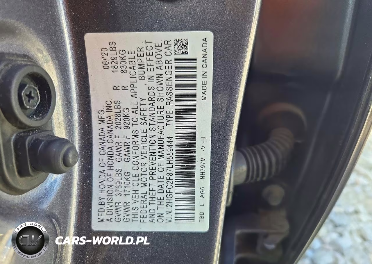 2020 Honda Civic Sport VIN:2HGFC2F87LH559444 - 13
