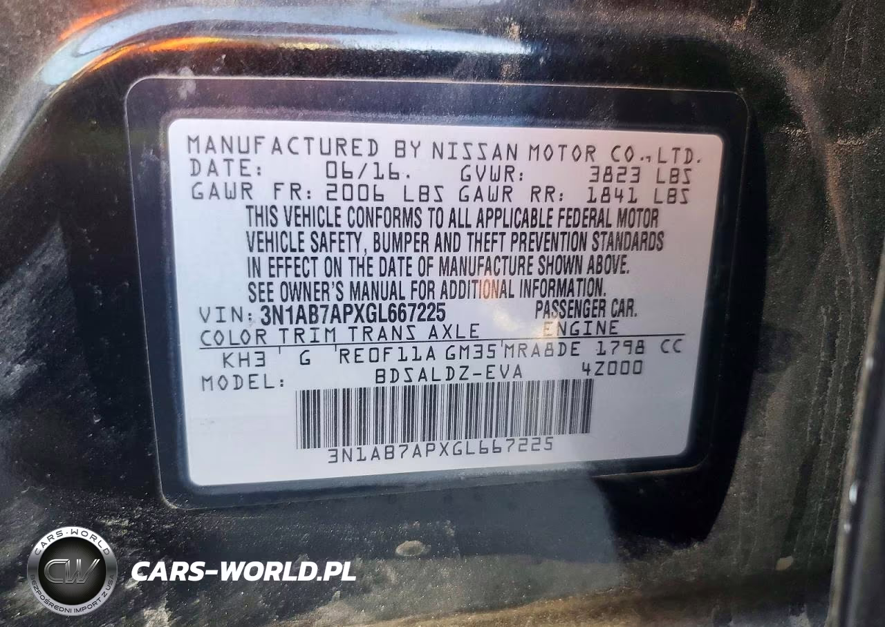 NISSAN SENTRA S VIN:3N1AB7APXGL667225 - 12