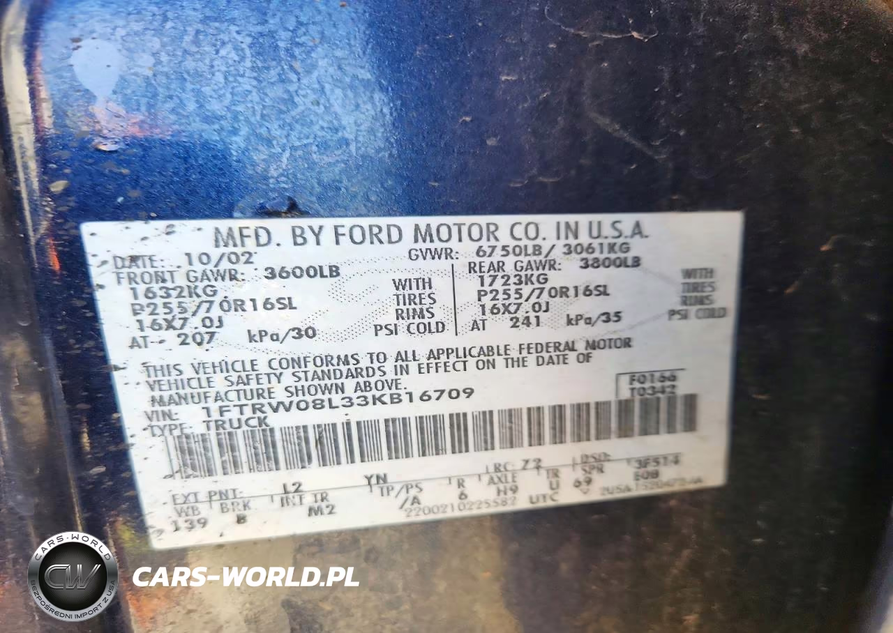 2003 Ford F150 Supercrew VIN:1FTRW08L33KB16709 - 12