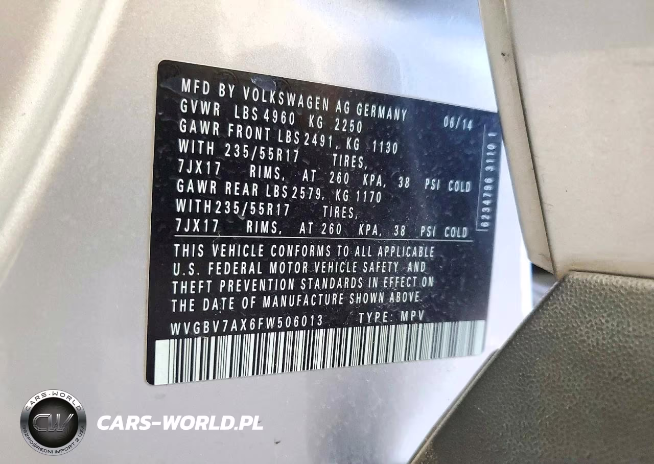 2015 Volkswagen Tiguan S VIN:WVGBV7AX6FW506013 - 12