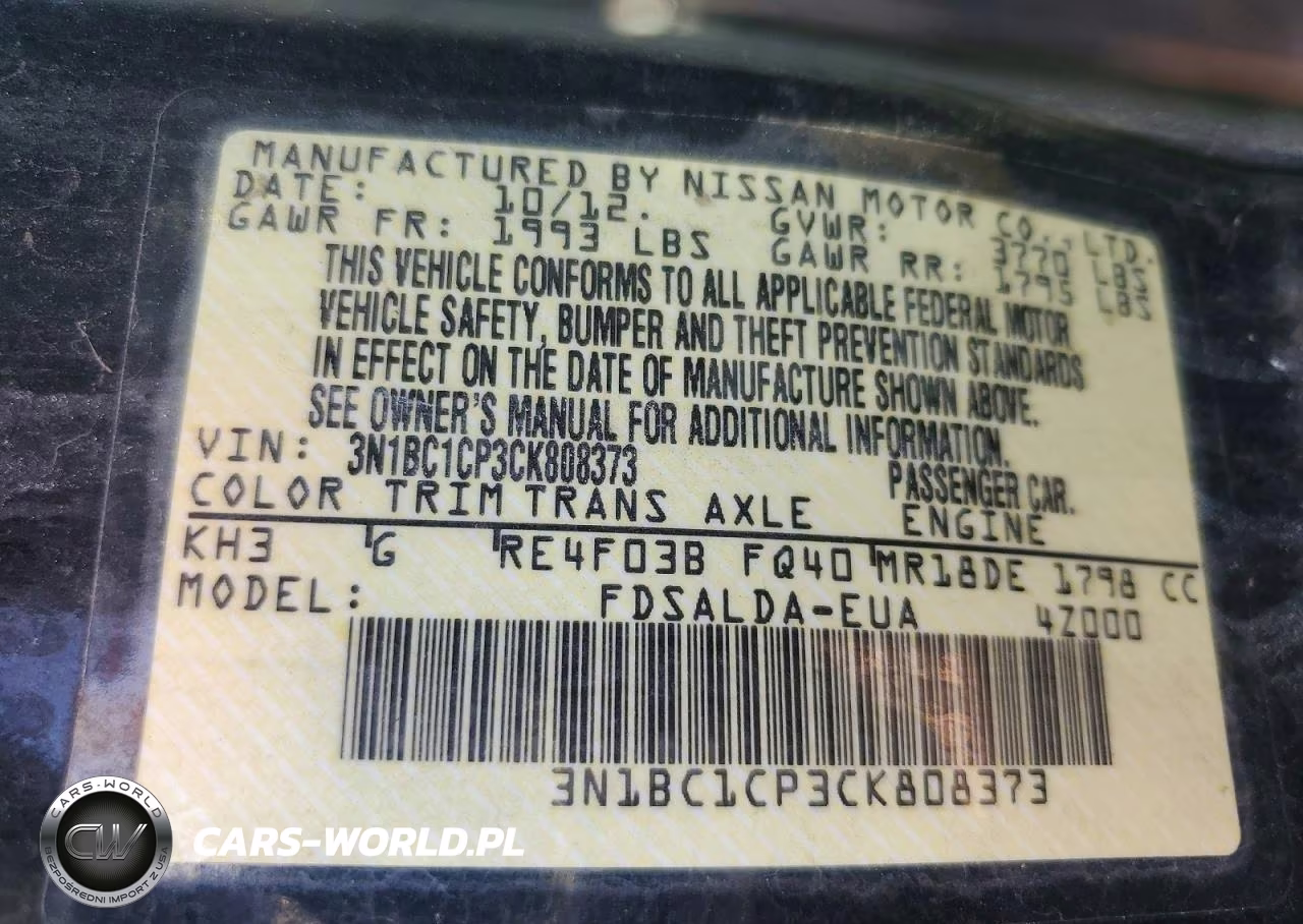 2012 Nissan Versa 1.8 S VIN:3N1BC1CP3CK808373 - 12
