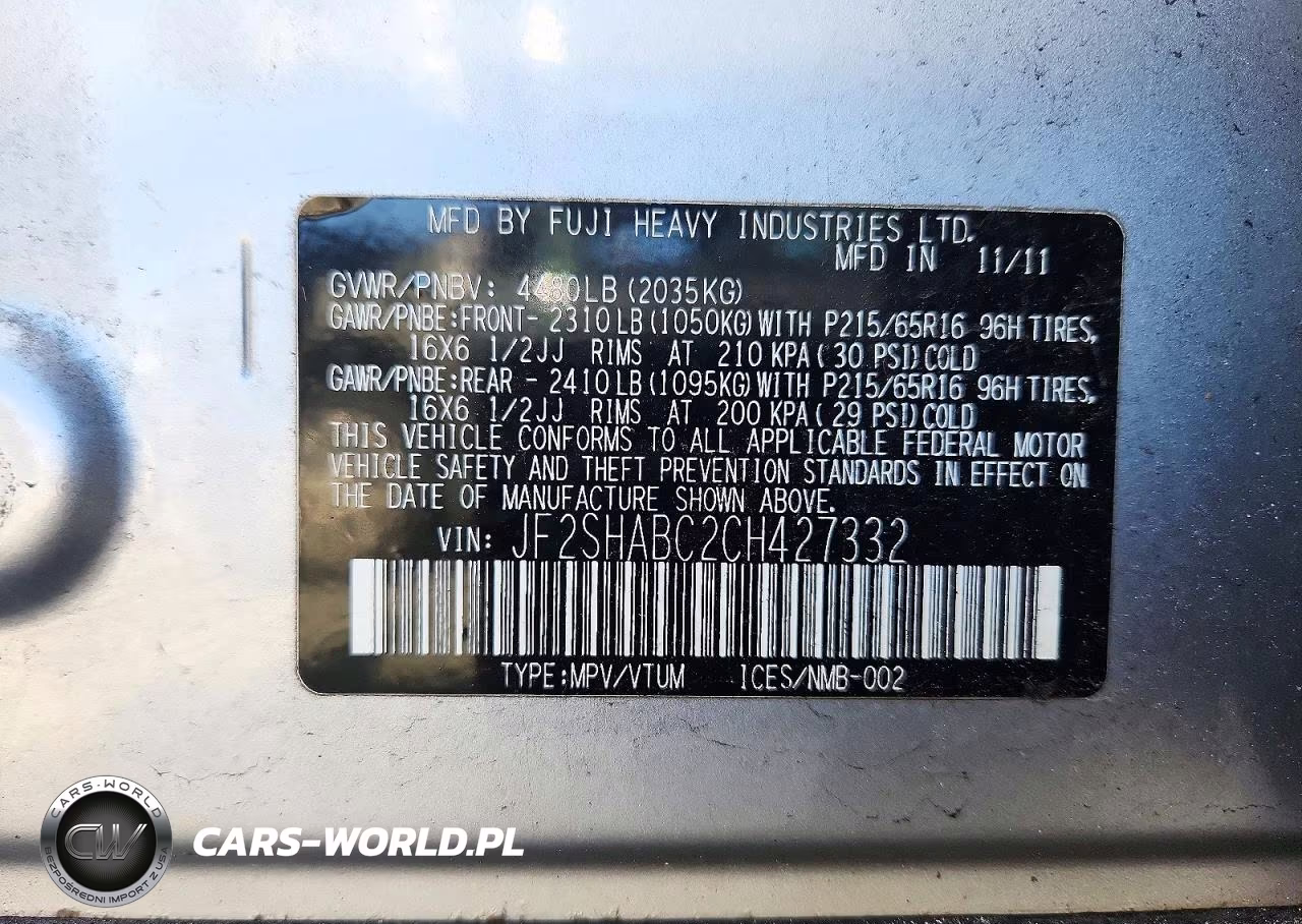 2012 Subaru Forester 2.5X VIN:JF2SHABC2CH427332 - 13