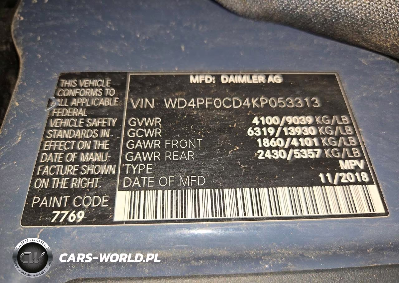 2019 Mercedes-Benz Sprinter 2500-3500 VIN:WD4PF0CD4KP053313 - 12