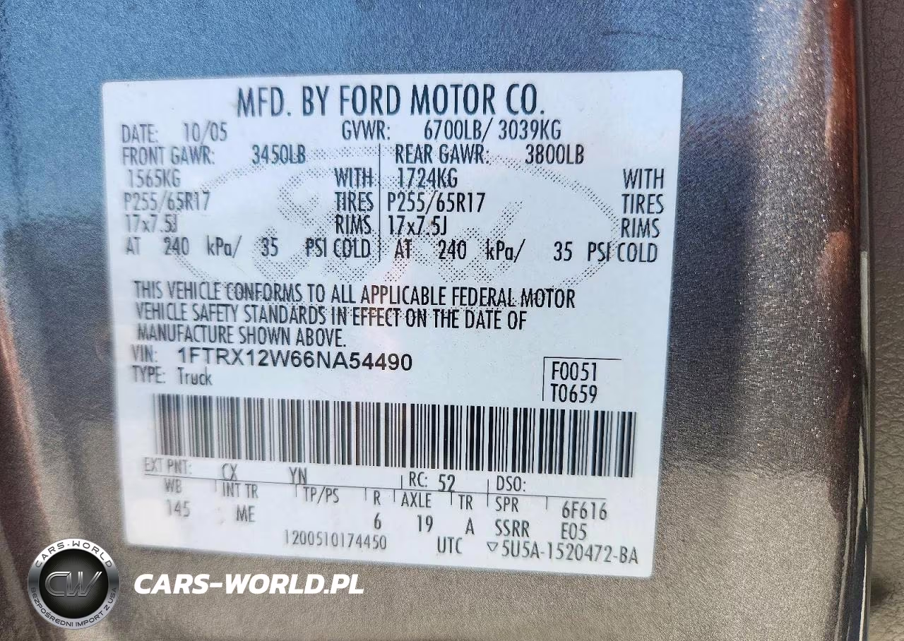 2006 Ford F150 VIN:1FTRX12W66NA54490 - 12