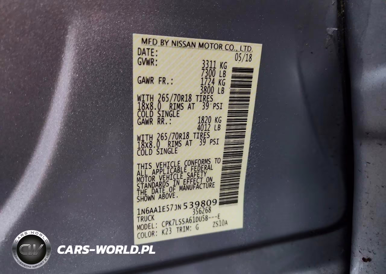 2018 Nissan Titan Sv VIN:1N6AA1E57JN539809 - 13