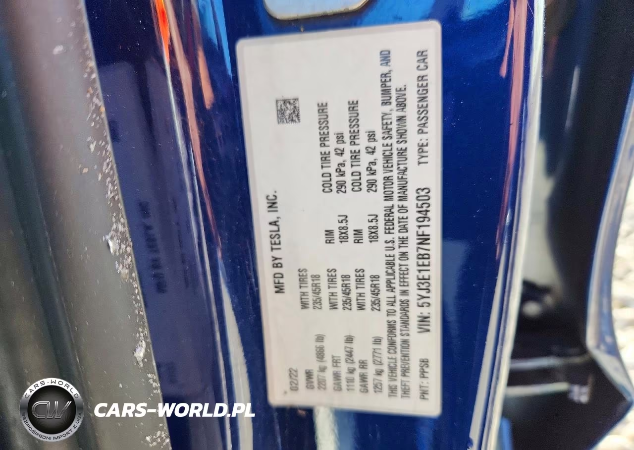 2022 Tesla Model 3 VIN:5YJ3E1EB7NF194503 - 12