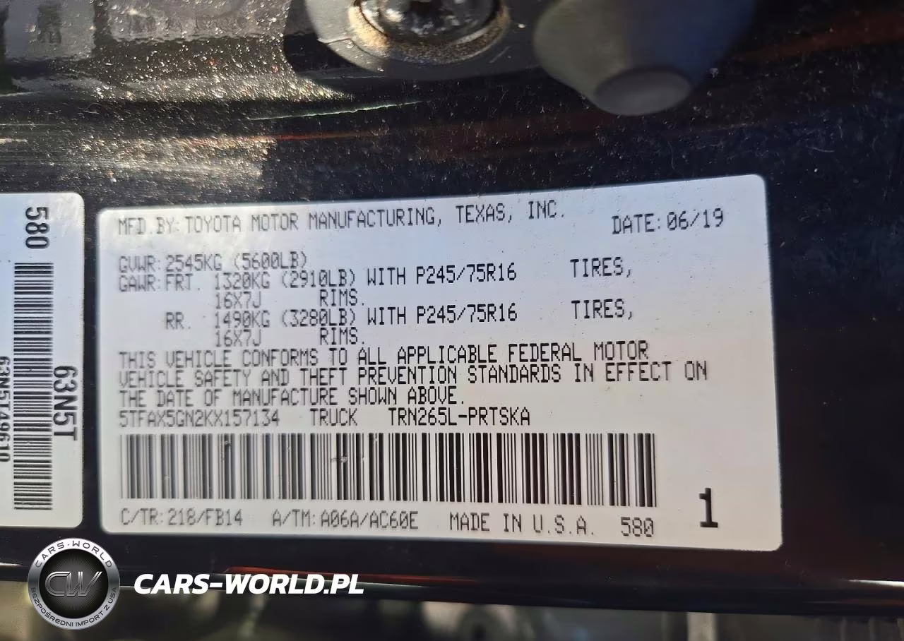 2019 Toyota Tacoma Sr VIN:5TFAX5GN2KX157134 - 12