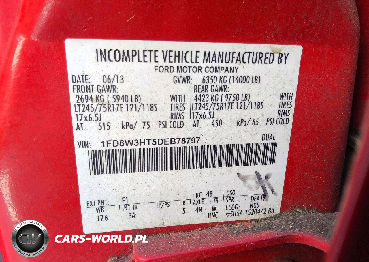 2013 Ford F350 Super Duty VIN:1FD8W3HT5DEB78797 - 12