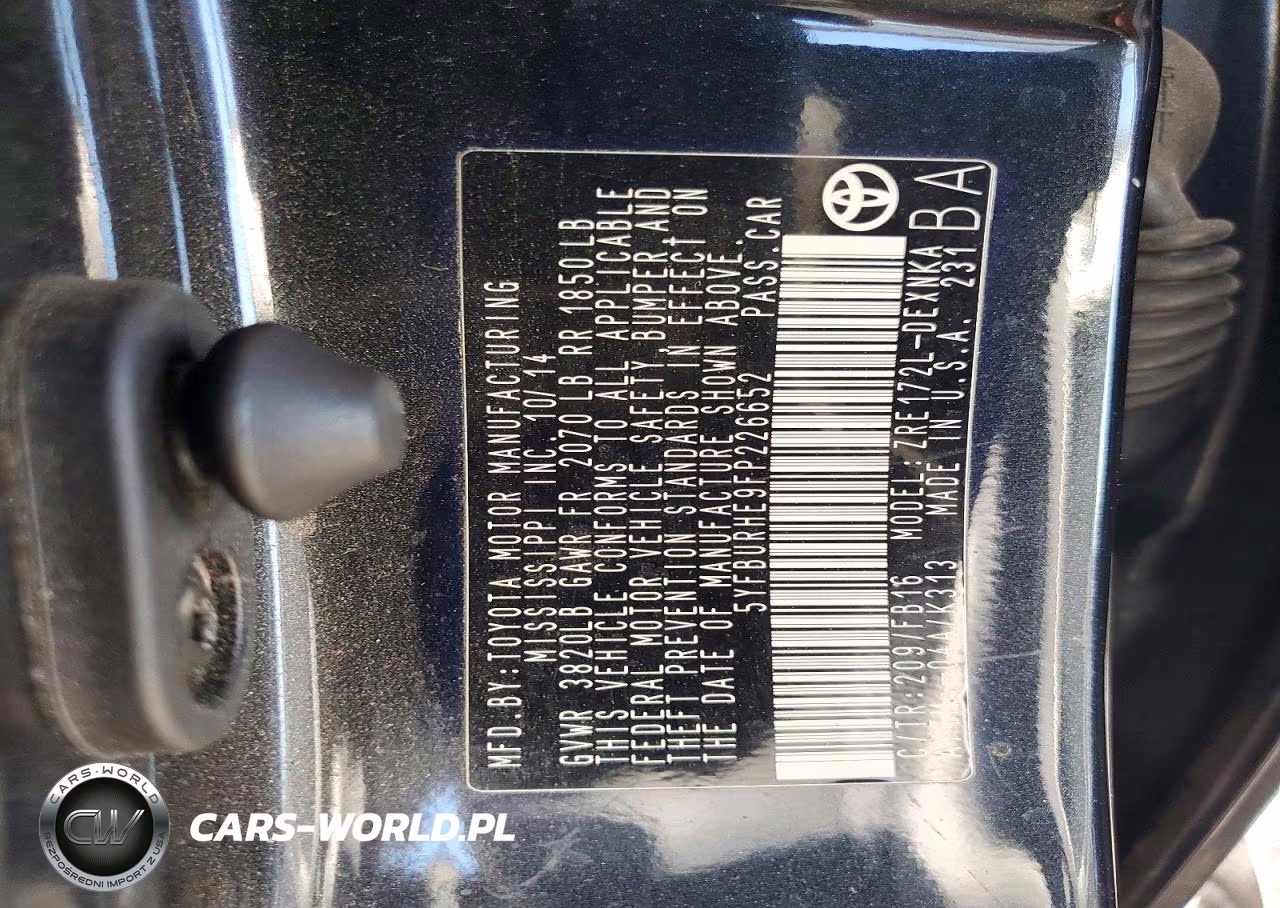 2015 Toyota Corolla Le Plus VIN:5YFBURHE9FP226652 - 12
