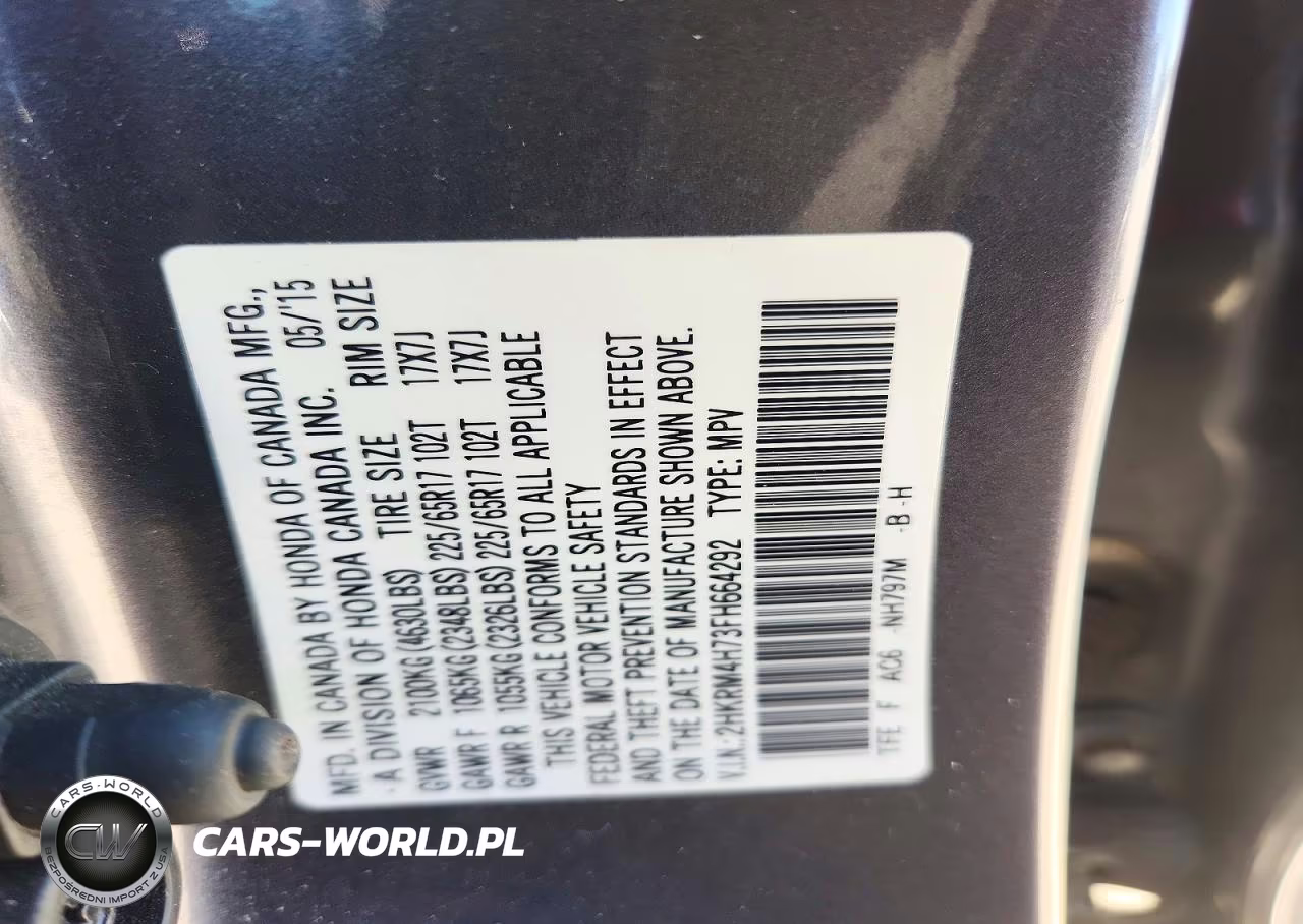 2015 Honda Cr-V Exl VIN:2HKRM4H73FH664292 - 13