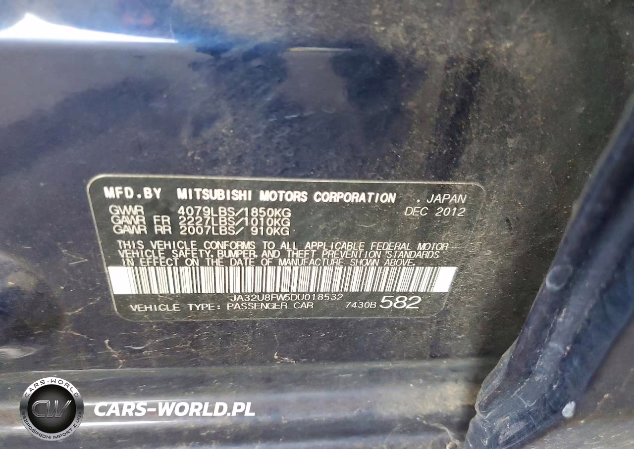 2013 Mitsubishi Lancer Gt VIN:JA32U8FW5DU018532 - 12