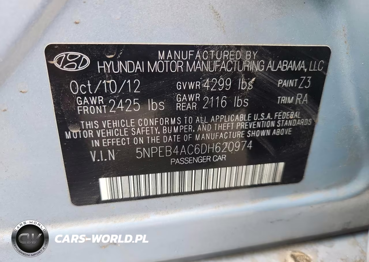 2013 Hyundai Sonata Gls VIN:5NPEB4AC6DH620974 - 12