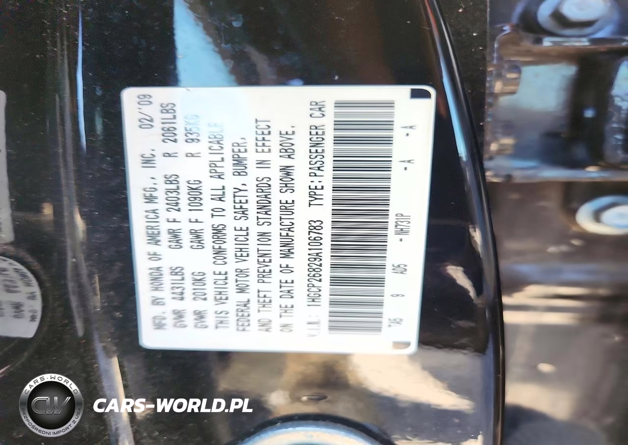 2009 Honda Accord Exl VIN:1HGCP26829A106783 - 12