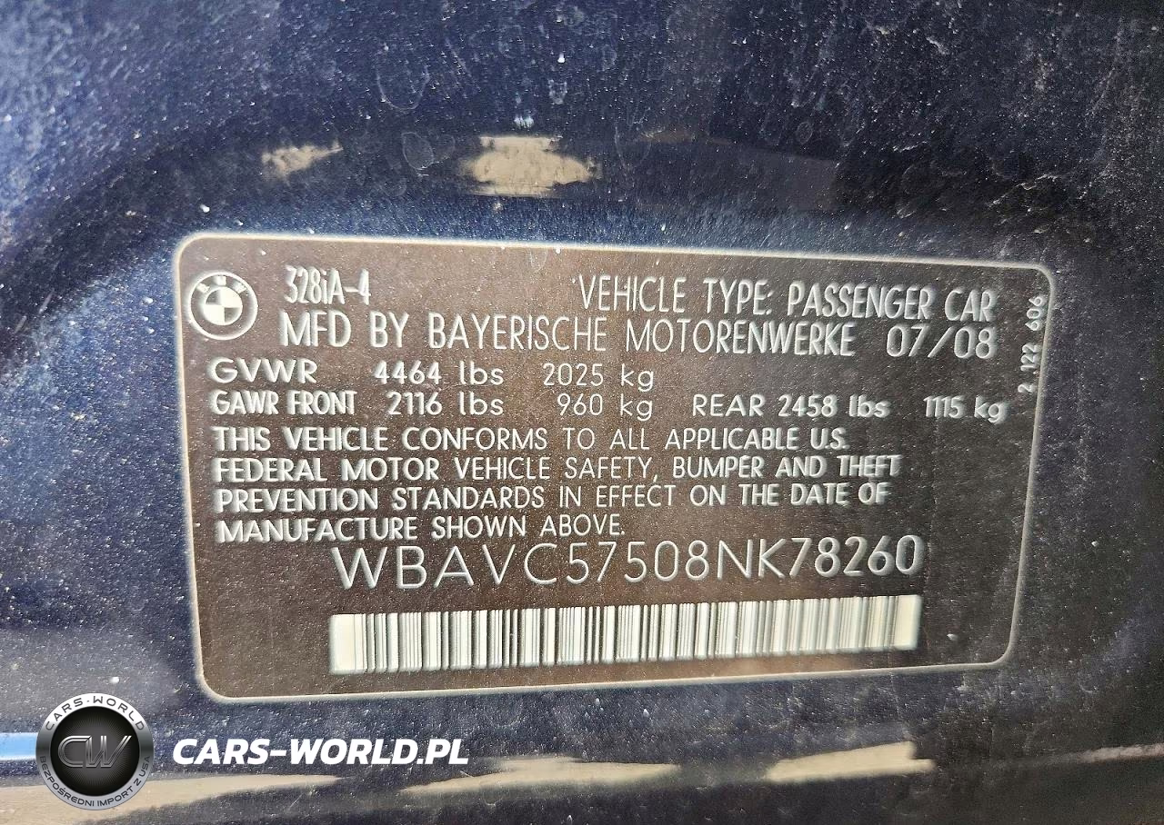 2008 BMW 328 I Sulev VIN:WBAVC57508NK78260 - 13