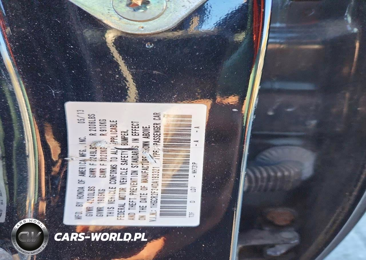 2013 Honda Accord Lx VIN:1HGCR2F34DA193321 - 12