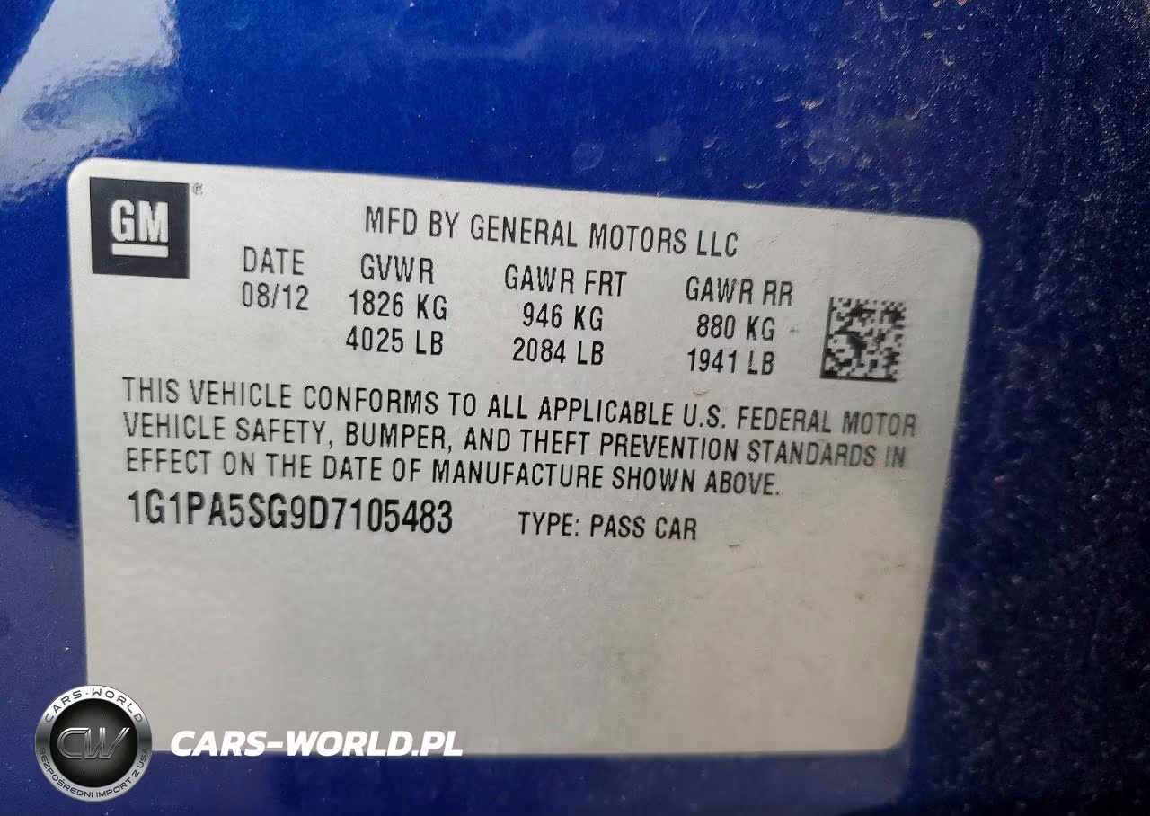 2013 Chevrolet Cruze VIN:1G1PA5SG9D7105483 - 12