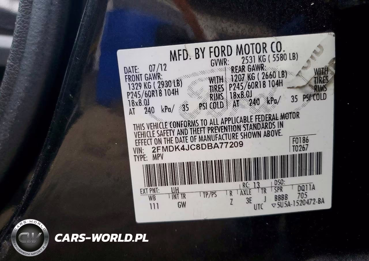 2013 Ford Edge Sel VIN:2FMDK4JC8DBA77209 - 12