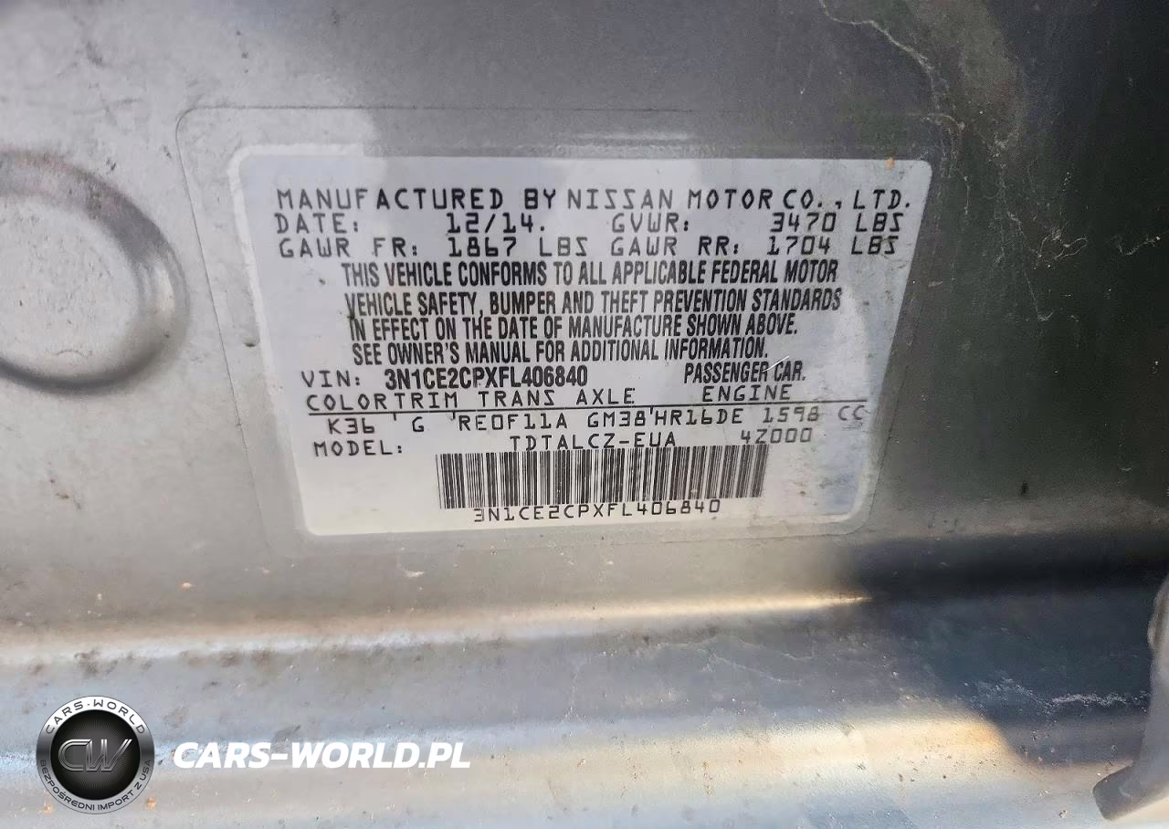 2015 Nissan Versa Note S Plus VIN:3N1CE2CPXFL406840 - 12