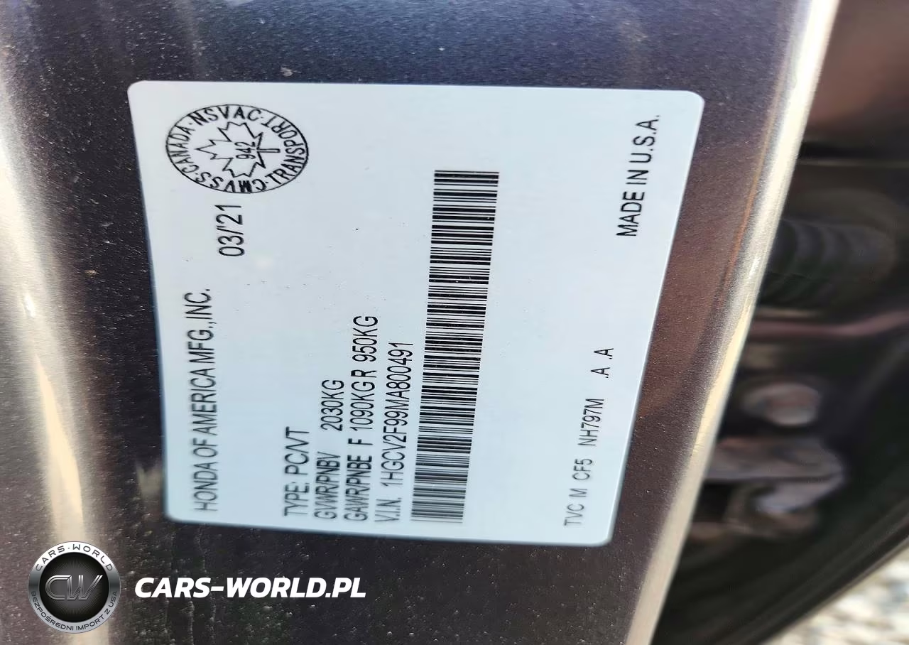 2021 Honda Accord Touring VIN:1HGCV2F99MA800491 - 12