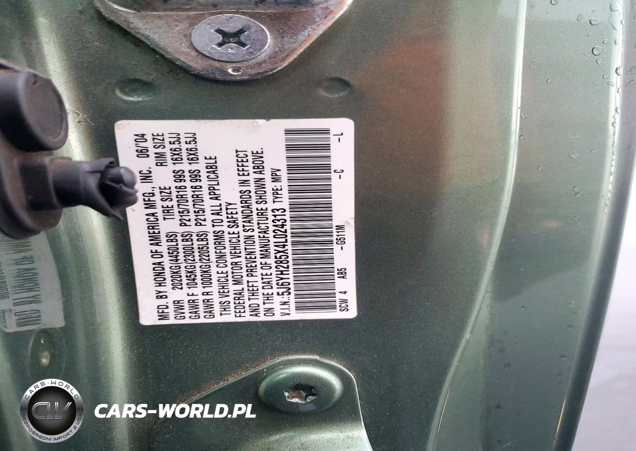 2004 Honda Element VIN:5J6YH285X4L024313 - 12