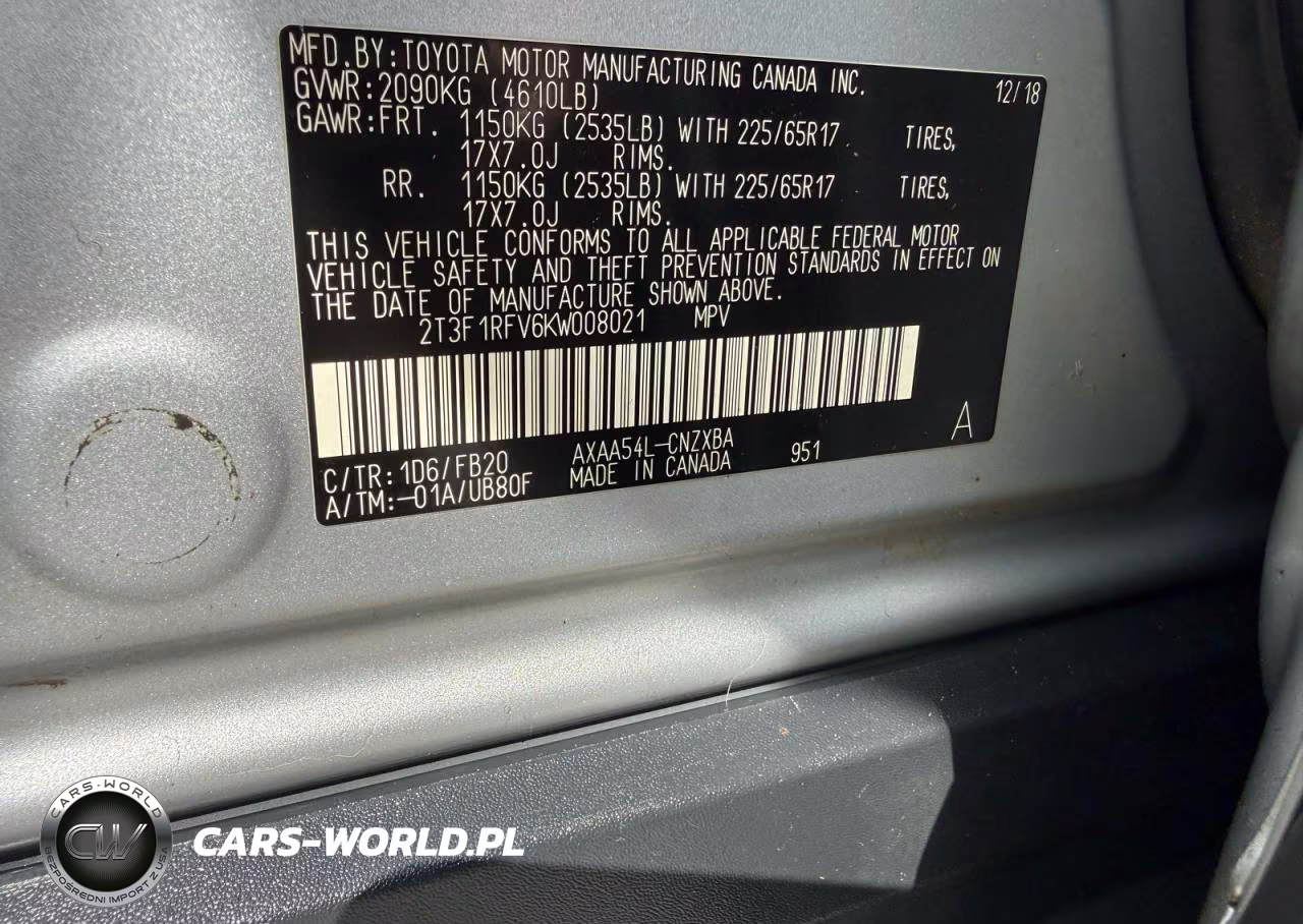 2019 Toyota Rav4 Le VIN:2T3F1RFV6KW008021 - 10