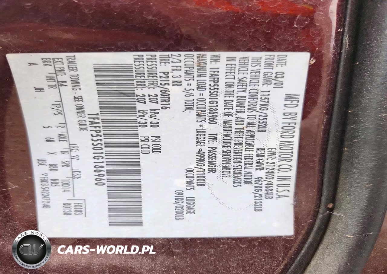 2001 Ford Taurus Ses VIN:1FAFP55S01G186960 - 12