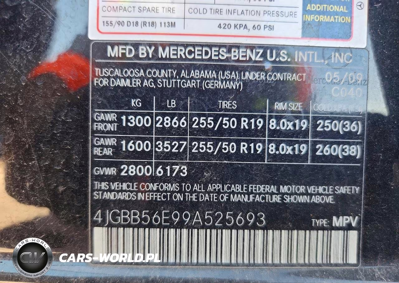 2009 Mercedes-Benz Ml 350 VIN:4JGBB56E99A525693 - 12