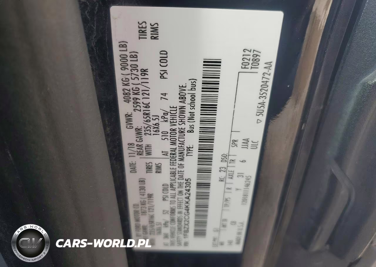 2019 Ford Transit T-350 VIN:1FBZX2CG4KKA24305 - 14