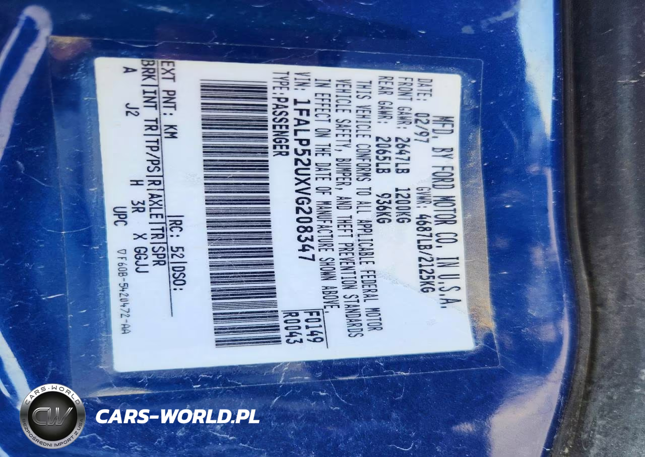 1997 Ford Taurus Gl VIN:1FALP52UXVG208347 - 13
