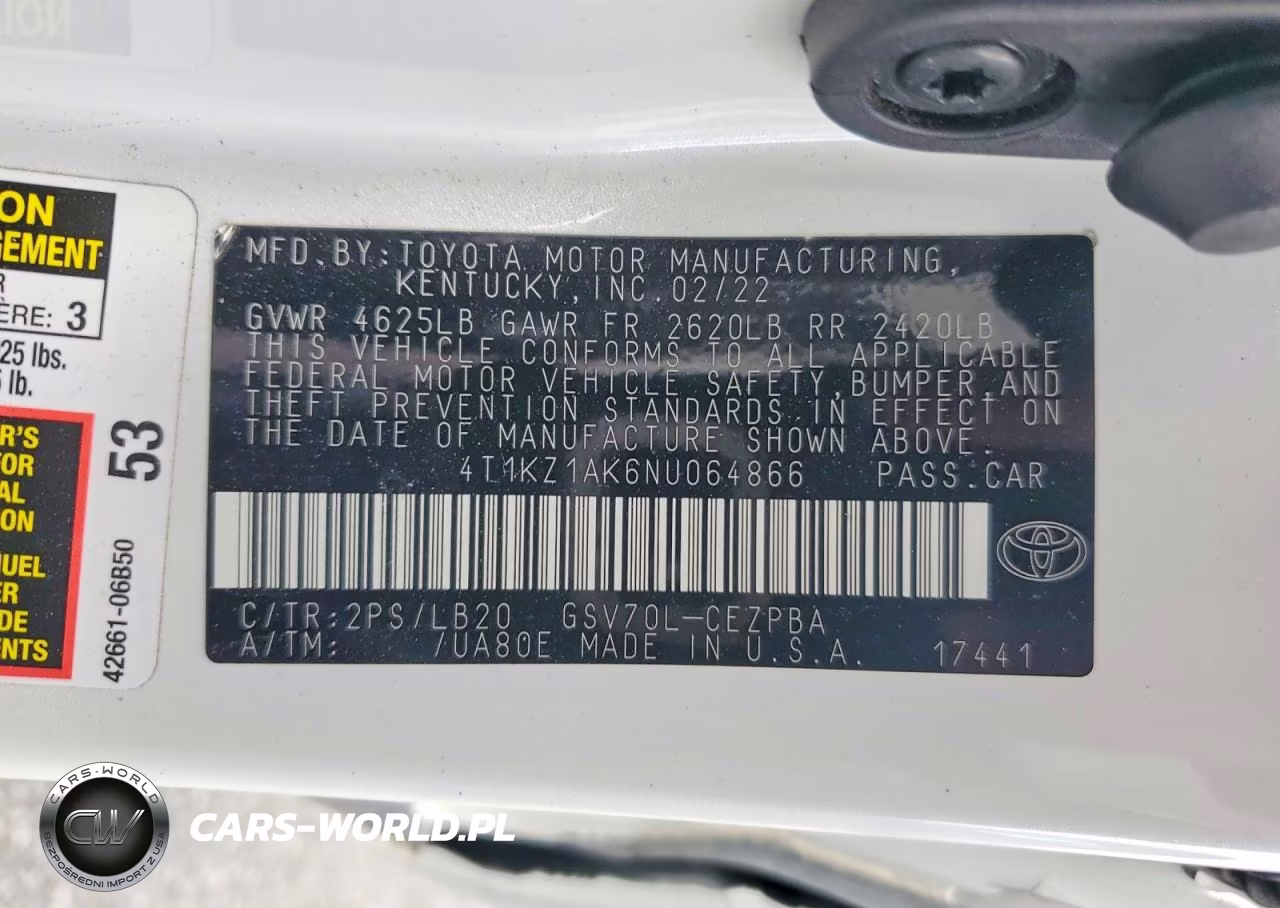 2022 Toyota Camry Trd VIN:4T1KZ1AK6NU064866 - 12