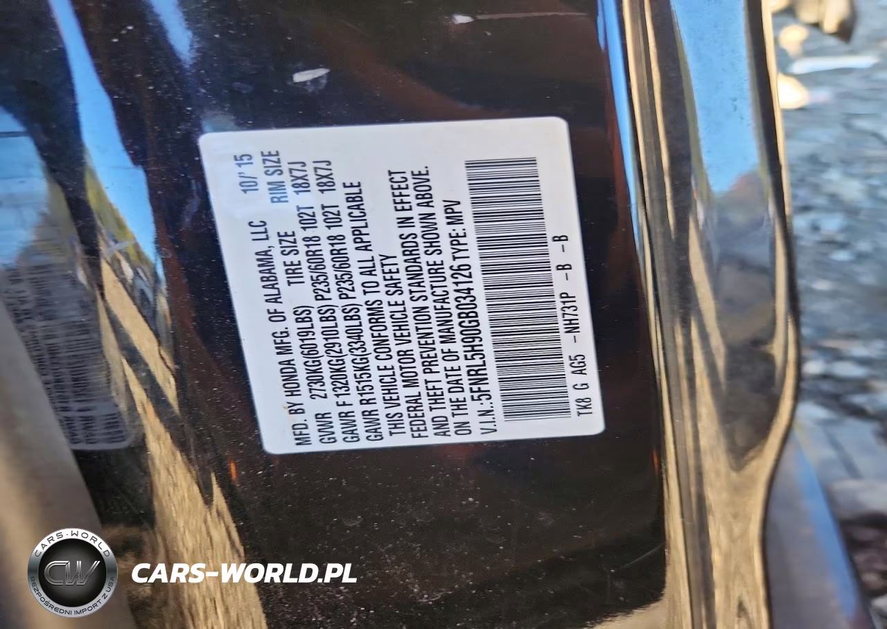 2016 Honda Odyssey Touring VIN:5FNRL5H90GB034126 - 13