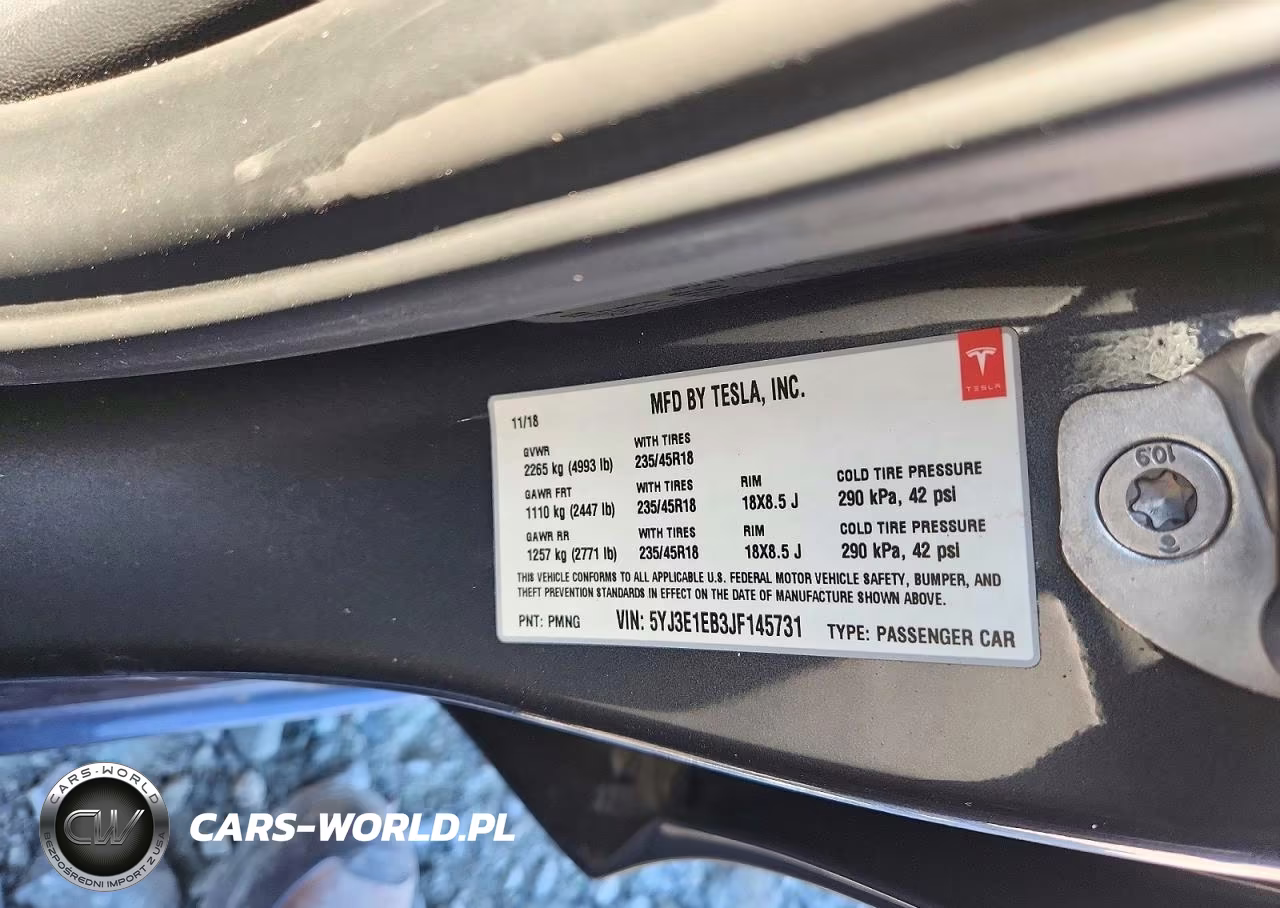 2018 Tesla Model 3 VIN:5YJ3E1EB3JF145731 - 12