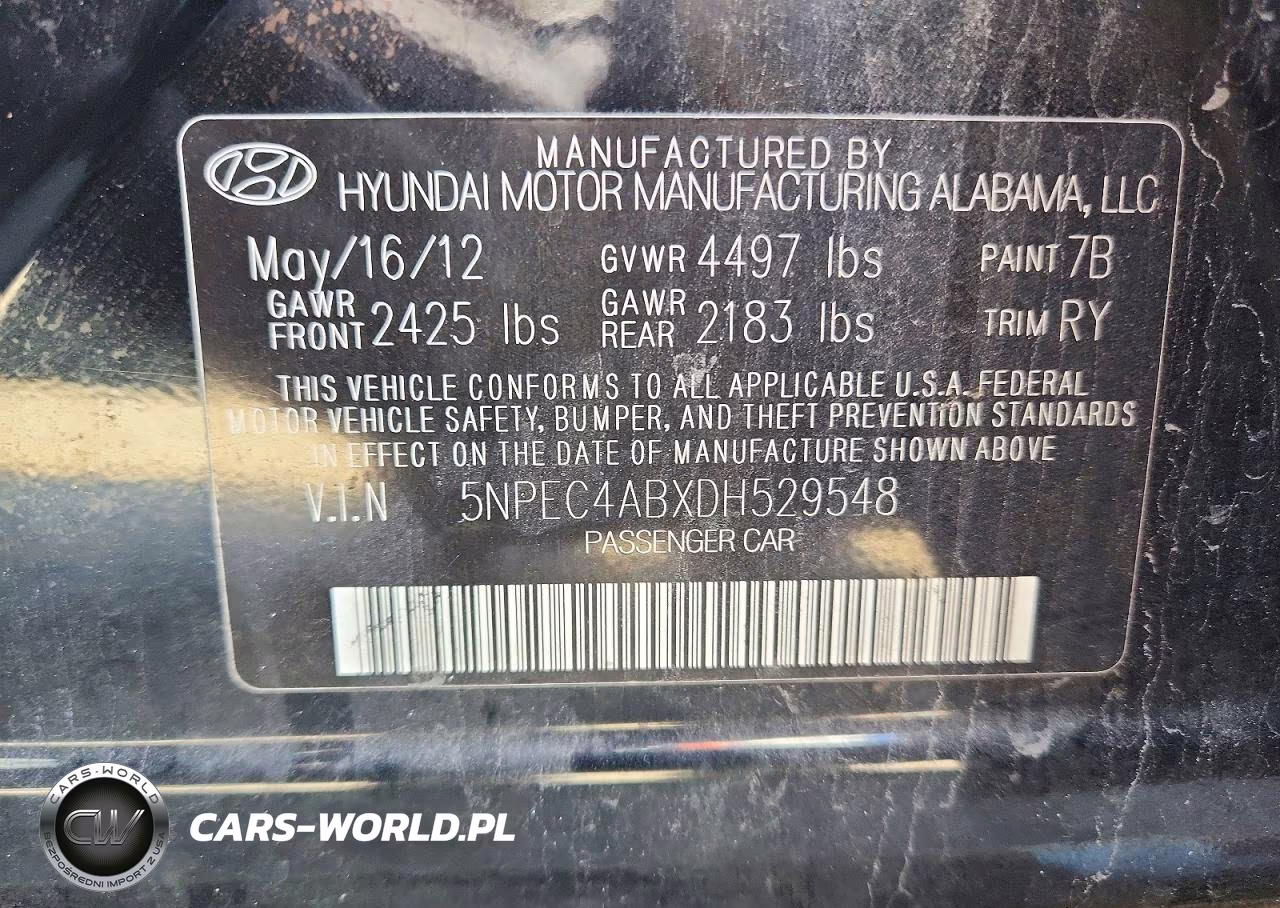 2013 Hyundai Sonata Se 2.0T VIN:5NPEC4ABXDH529548 - 13