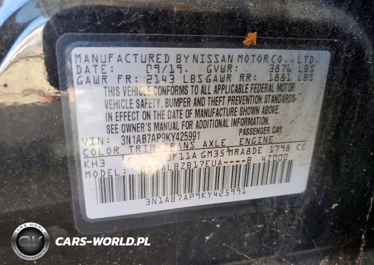 2019 Nissan Sentra S VIN:3N1AB7AP9KY425991 - 12
