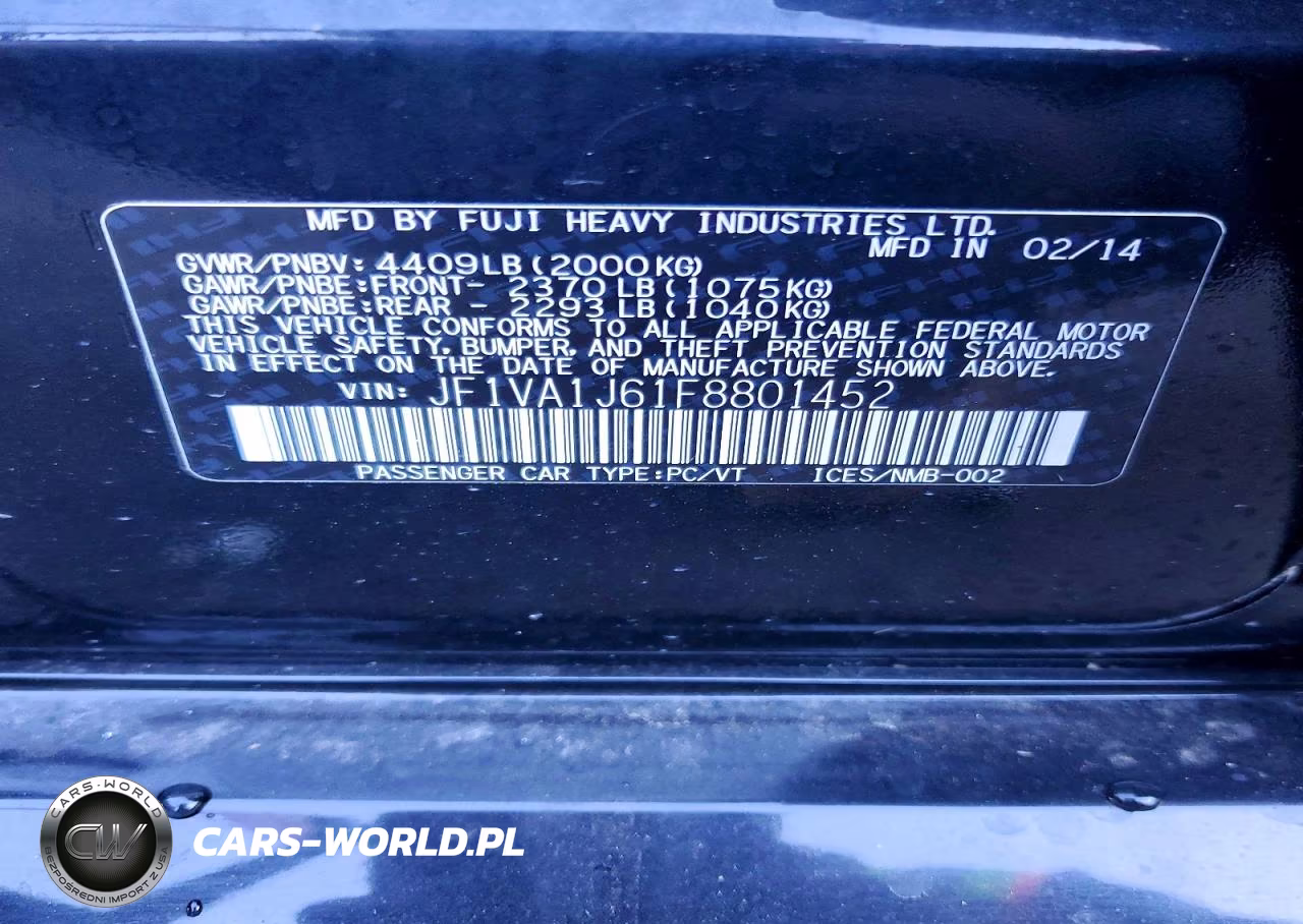 2015 Subaru Wrx Limited VIN:JF1VA1J61F8801452 - 12