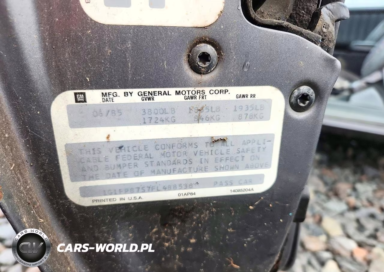 1985 Chevrolet Camaro VIN:1G1FP87S7FL488536 - 12