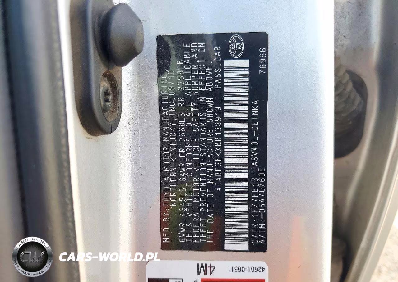 2011 Toyota Camry Le VIN:4T4BF3EKXBR138919 - 12